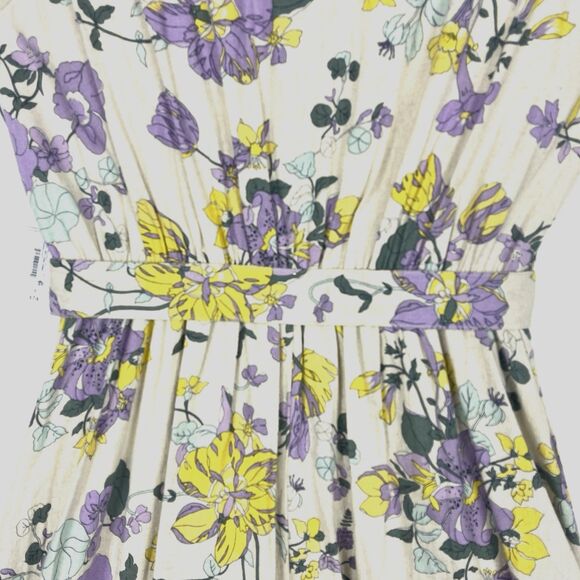 Liz Claiborne Floral Belted Dress Womens SZ 6 Fit & Flare Midi Sleeveless Linen - Picture 8 of 11